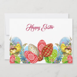 Niedlich Happy Oaster Multicolor Egg Chick Floral Mitteilungskarte