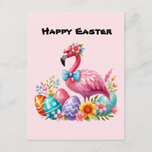 Niedlich Happy Oaster pink Flamingo hinzufügen Mel Feiertagspostkarte