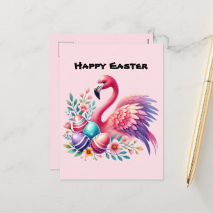 Niedlich Happy Oaster pink Flamingo hinzufügen Mel Feiertagspostkarte