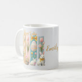 Niedlich Happy Oaster Pink Gold Blue Vertikal Kaffeetasse (Vorderseite Links)