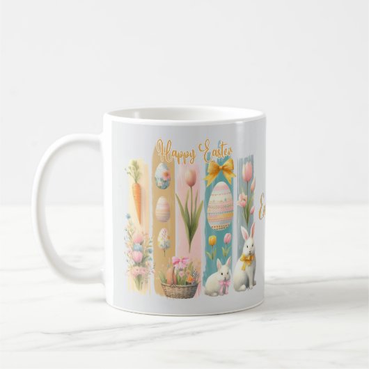 Niedlich Happy Oaster Pink Gold Blue Vertikal Kaffeetasse (Links)