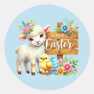 Niedlich Happy Oaster Runder Aufkleber
