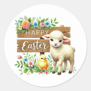 Niedlich Happy Oaster Runder Aufkleber