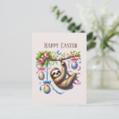 Niedlich Happy Oaster Sloth Feiertagspostkarte (Stehend Vorderseite)