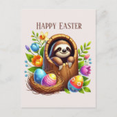 Niedlich Happy Oaster Sloth Feiertagspostkarte (Vorderseite)