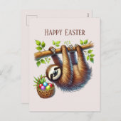 Niedlich Happy Oaster Sloth Feiertagspostkarte (Vorne/Hinten)
