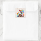 Niedlich Happy Oaster Sloth Quadratischer Aufkleber (Tasche)