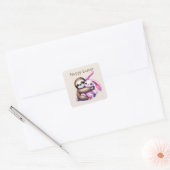 Niedlich Happy Oaster Sloth Square Aufkleber (Umschlag)