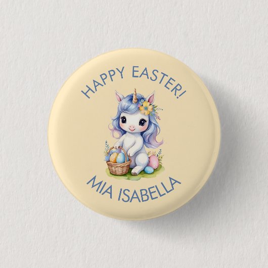 Niedlich Happy Oaster Unicorn Button (Vorderseite)