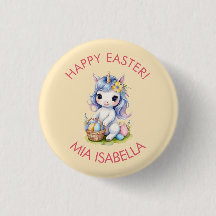 Niedlich Happy Oaster Unicorn Button