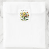 Niedlich Happy Oster Blume Quadratischer Aufkleber (Tasche)