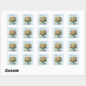 Niedlich Happy Oster Blume Quadratischer Aufkleber (Blatt)