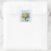 Niedlich Happy Oster Blume Quadratischer Aufkleber (Tasche)