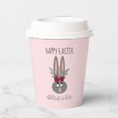 Niedlich Happy Oster Party Rosa Bunny Custom Pappbecher (Rückseite)