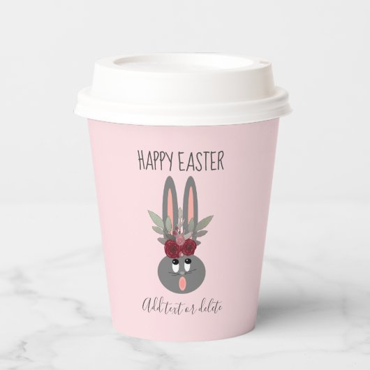 Niedlich Happy Oster Party Rosa Bunny Custom Pappbecher (Vorderseite)