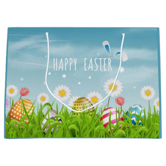 niedlich Happy Ostereier Große Geschenktüte (Vorderseite)