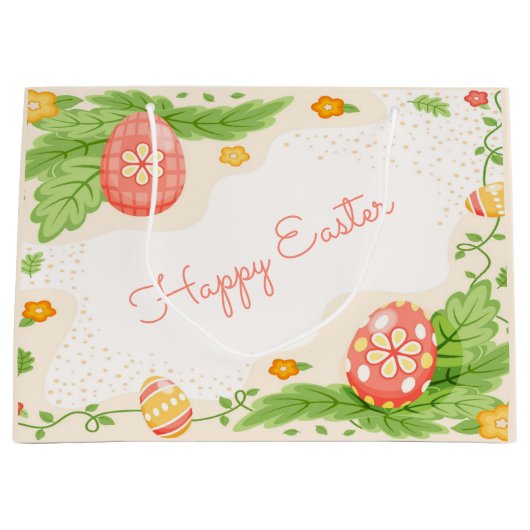 niedlich Happy Ostereier  Große Geschenktüte (Vorderseite)