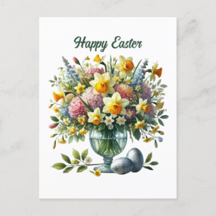 Niedlich Happy Osterfest Blume Urlaub Feiertagspostkarte