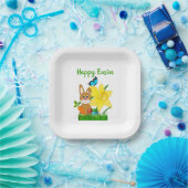 Niedlich Happy Osterfest Bunny Rabbit Feier Pappteller (Party)