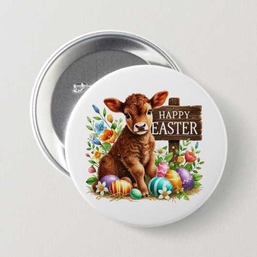 Niedlich Happy Osterkuh Button (Vorne & Hinten)