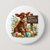 Niedlich Happy Osterkuh Button (Vorderseite)