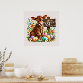 Niedlich Happy Osterkuh Party Poster (Küche)