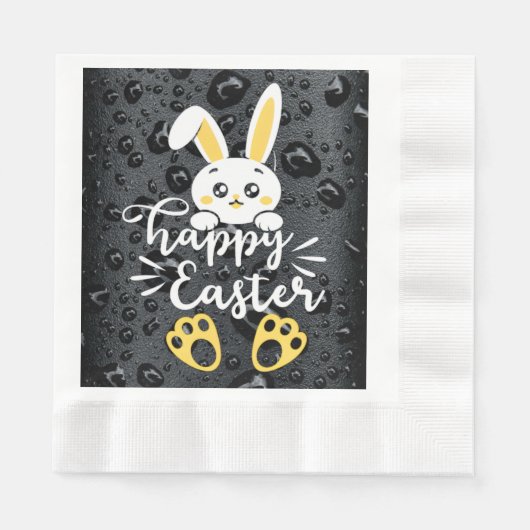 Niedlich Happy Ostersonne mit Gelben Paw Napkins Serviette (Vorderseite)