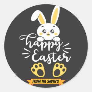 Niedlich Happy Ostersonne mit gelben Paw-Printen Runder Aufkleber