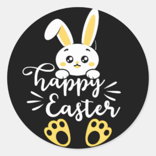 Niedlich Happy Ostersonne mit gelben Paw-Printen Runder Aufkleber