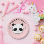 Niedlich Happy Panda Face Pink Party Plate Pappteller (Party)