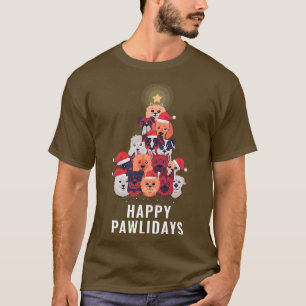 Niedlich Happy Pawlidays Funny Dog Weihnachten T-Shirt