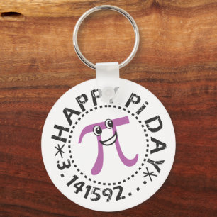 Niedlich Happy Pi Day Funny Lila Pi Symbol Schlüss Schlüsselanhänger