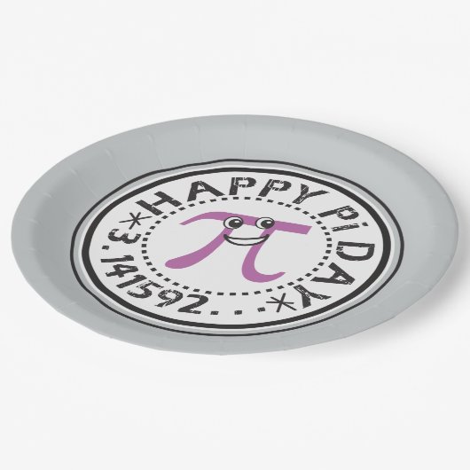 Niedlich Happy Pi Day Paper Plate Pappteller (Schrägansicht)
