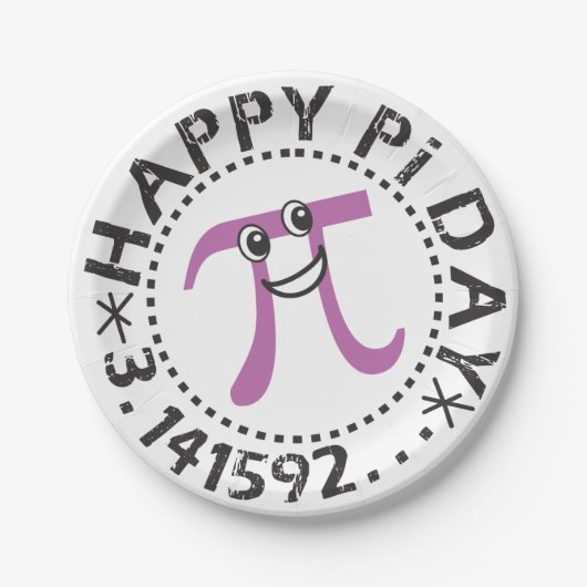 Niedlich Happy Pi Day Paper Plate Pappteller (Vorderseite)