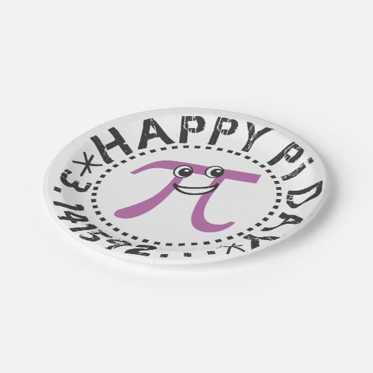 Niedlich Happy Pi Day Paper Plate Pappteller (Schrägansicht)