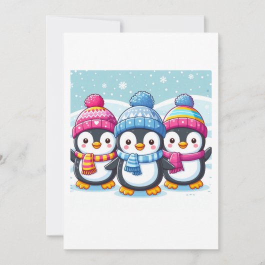 Niedlich Happy Pinguins Einladung (Vorderseite)