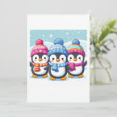 Niedlich Happy Pinguins Einladung (Stehend Vorderseite)