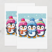 Niedlich Happy Pinguins Einladung (Vorne/Hinten)