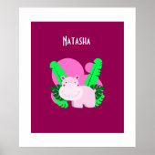 Niedlich Happy Pink Hippo Poster (Vorne)