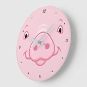Niedlich Happy Pink Pig Face Große Wanduhr (Winkel)