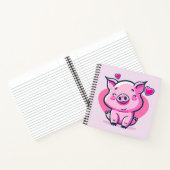 Niedlich Happy Pink Pig Herz Valentine Inspiriert  Notizblock (Innenseite)