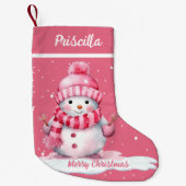 Niedlich Happy Pink Snow Frohe Weihnachten Kleiner Weihnachtsstrumpf (Vorderseite)