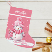 Niedlich Happy Pink Snow Frohe Weihnachten Kleiner Weihnachtsstrumpf