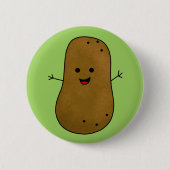 Niedlich Happy Potato, grüner Hintergrund. Button (Vorderseite)