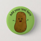 Niedlich Happy Potato, Grüner Hintergrund Personal Button (Vorderseite)