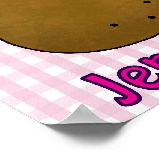 Niedlich Happy Potato Pink Gingham Custom Poster (Ecke)