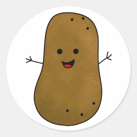 Niedlich Happy Potato Runder Aufkleber (Vorderseite)