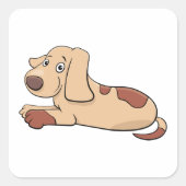 Niedlich Happy Puppy Brown Dog Square Sticker (Vorderseite)