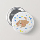 Niedlich Happy Puppy Illustration Button (Vorne & Hinten)