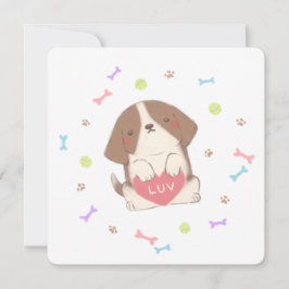 Niedlich Happy Puppy mit LUV Illustration Feiertagskarte